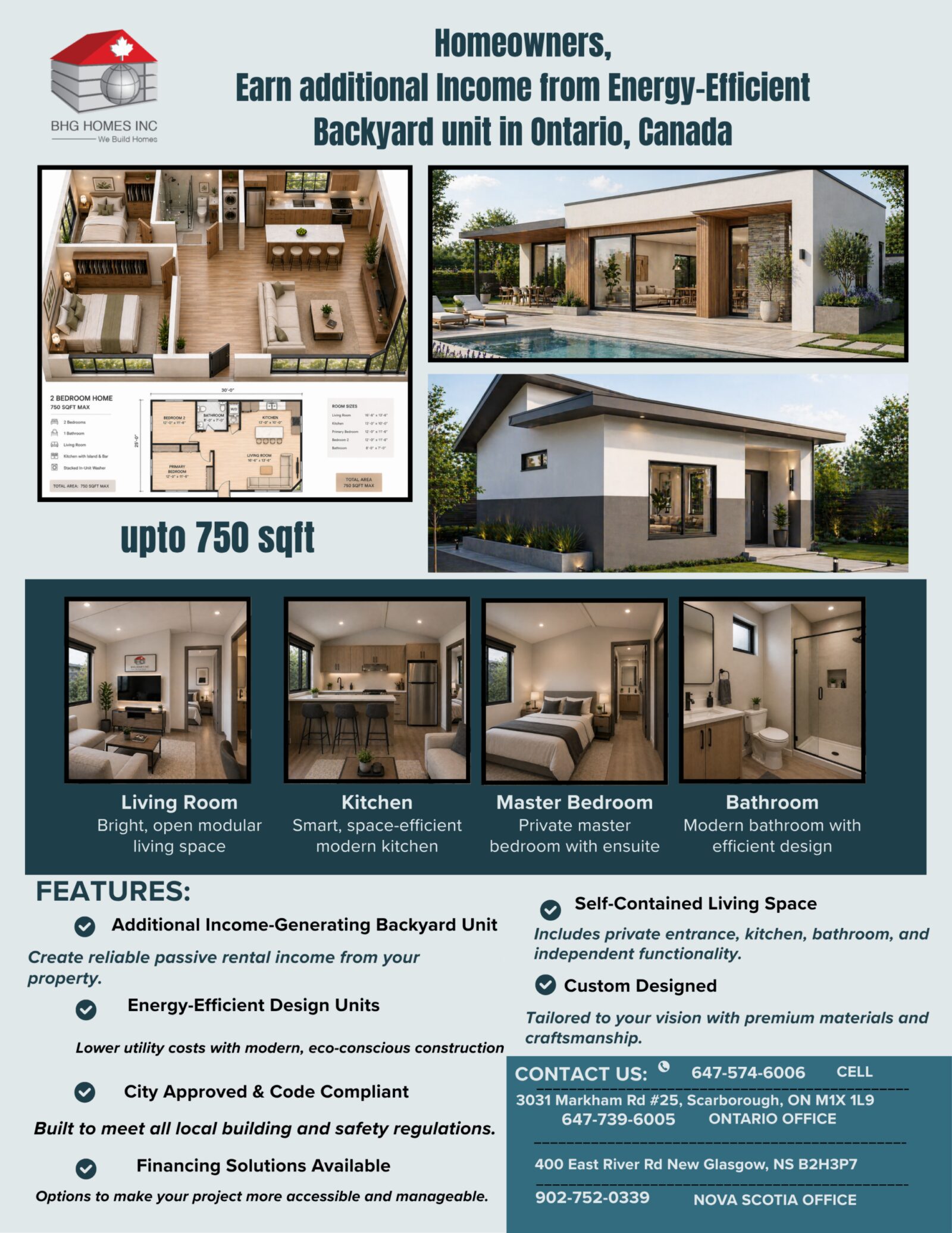 Backyard unit advertisement in Ontario, Canada.